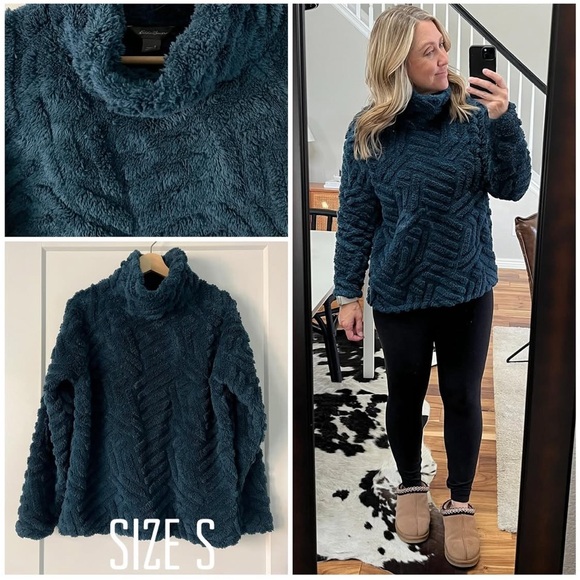 Eddie Bauer textured fleece mock neck size Small - Picture 1 of 6